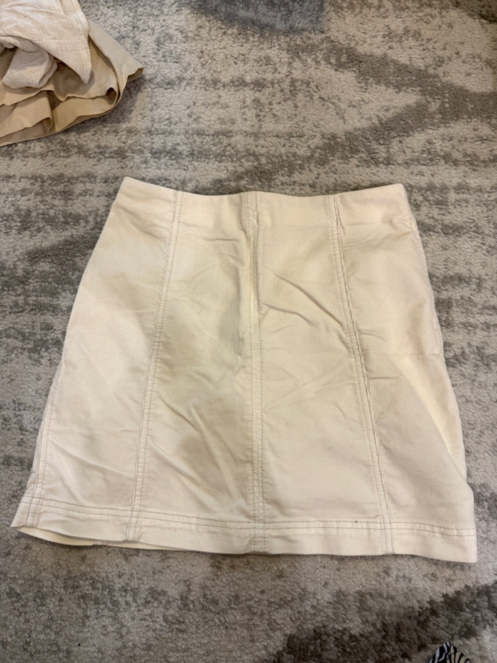 Free People Cream Mini Skirt with Panel Stitching